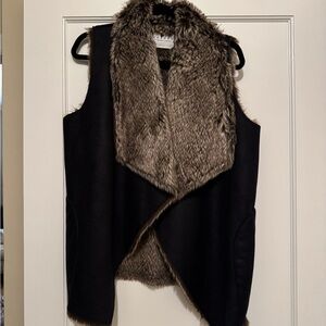 Velvet by Graham and Spencer Black and Brown Faux Fur Vest